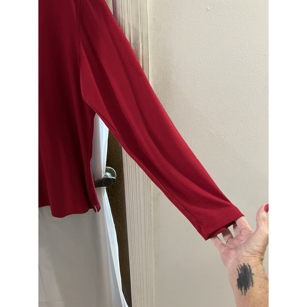 Talbots Red White Collared V Neck Rugby Tee Sz Xl - Picture 3 of 6